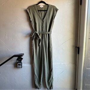 Bella Dahl Olive Green TENCEL Jumpsuit Sustainable Fabric Utility Chic Travel XS